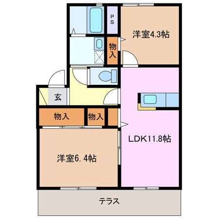 南日永駅 徒歩4分 1階の物件間取画像